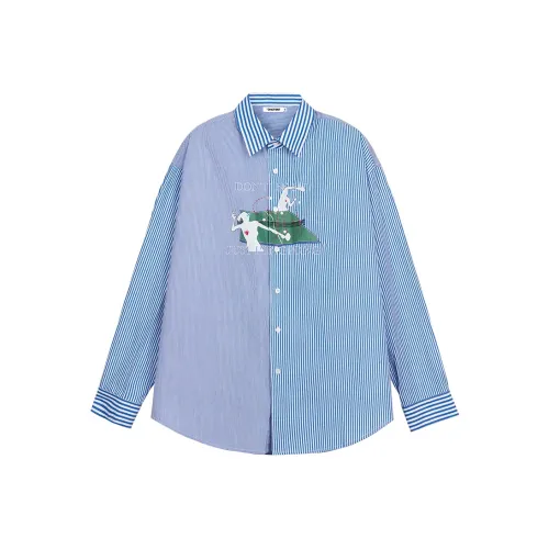 CANOTWAIT_ Рубашка Унисекс Синий Белый