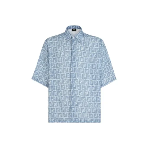 FENDI Blue Men's Shirts FENDI Синий Мужские Рубашки
