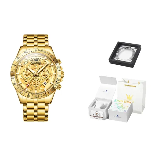 OLEVS Play The Cool Series Кварцевый механизм Часы Мужские Золото Циферблат