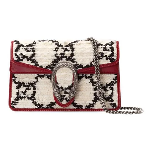 GUCCI Твид с кожаными вставками цепочка сумка через плечо экстра мини женский белый красный