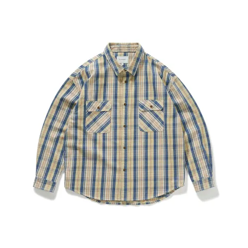 714STREET Рубашка Унисекс Синий Желтый Клетка