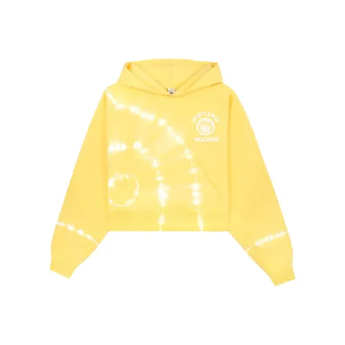 SPORTY RICH Эмблема Укороченный худи Sunshine Tie Dye Свитшот Унисекс Желтый