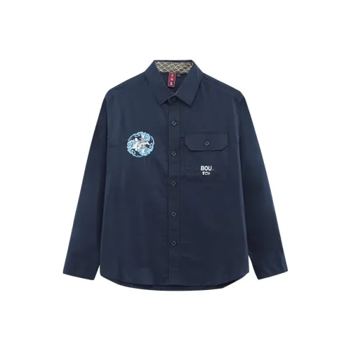 ONIARAI Морской синий Мужские рубашки