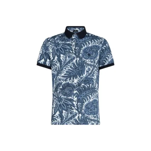 ETRO Printed Cotton Polo Polo Men's Blue ЭТРО Принтированный хлопок Поло Поло Мужской Синий