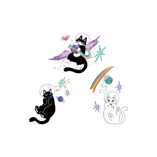 QINGSHANQIHAI Котенок Вселенная Paradise Безводный Граффити Tattoo Наклейка