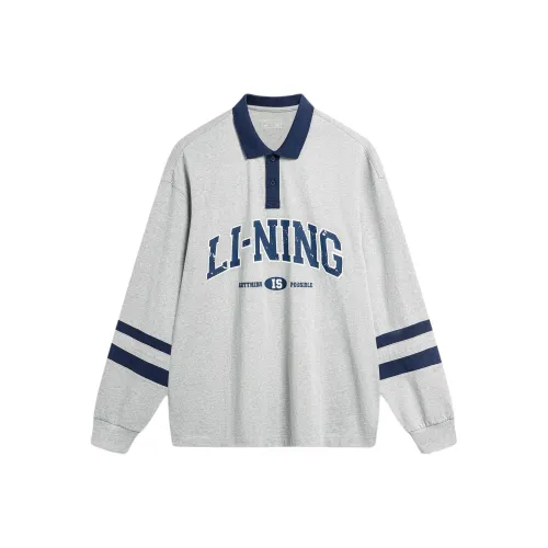 LINING Weekend Youth Sports Fashion Collection Поло Унисекс Фотиния Серый Светлый Дымчатый Серый