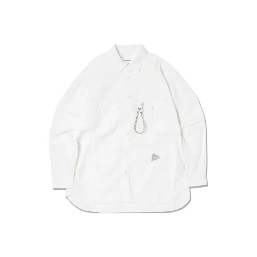 And Wander Белая Унисекс Рубашка