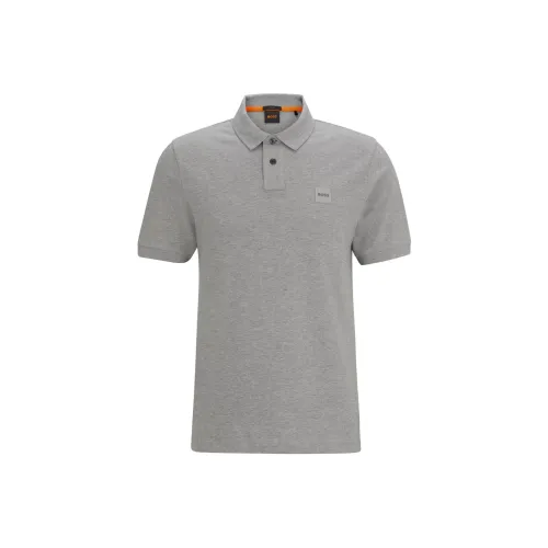 Hugo Boss Эластичный хлопок облегающий крой поло с логотипом патч поло мужской серый