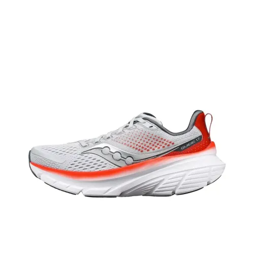 Saucony GUIDE 17 Износостойкие Дышащие Низкие Беговые кроссовки Женские Серый Красный