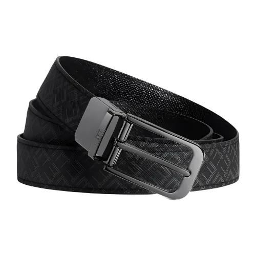 Dunhill Letter Logo Двойной Sided Шпилька Коровья кожа Ремни Мужской Черный 3 см