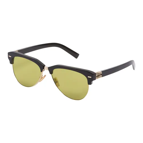 MIU MIU Металлический ацетат Ацетат Нерегулярная форма Солнцезащитные очки Женские Черный