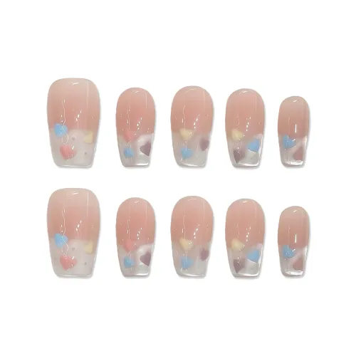 XIAMEIYU Сердце Пузырьки Кошачий глаз Ручная работа Премиум Укороченный Nail Art 20 мм Фальшивая ногтевая пластина