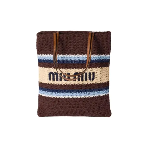 MIU MIU Хлопковая сумка через плечо женская какао светло-синий натуральный