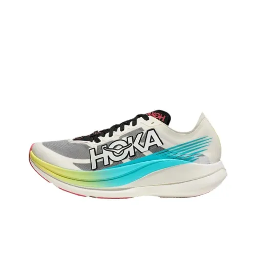 HOKA ONE ONE ROCKET X 2 Slip-on Устойчивый к истиранию Низкий Топ Повседневные Беговые кроссовки Унисекс Белый Серый