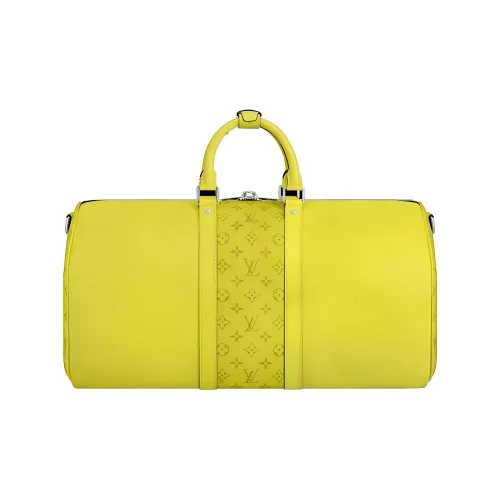 LOUIS VUITTON Keepall Холст и Кожаная Сумка Мужская Желтая