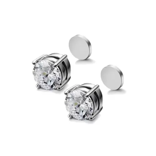 B Z Титановые Стальные Серьги с Цирконом Унисекс Серебристо-Черные