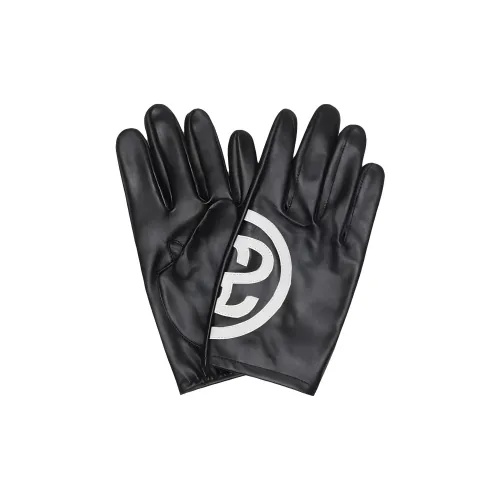 Stussy кожа перчатки женские черный