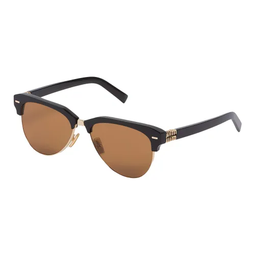 MIU MIU Металлический ацетат Ацетат Нерегулярная форма Солнцезащитные очки Женские Черный