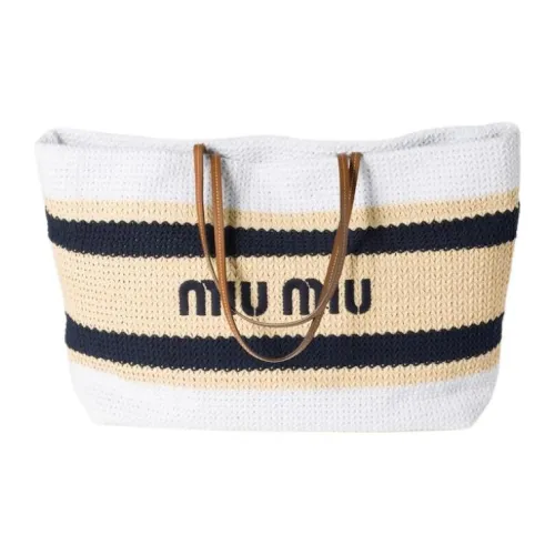 MIU MIU Хлопок Тоут Сумка Сумка для покупок Сумка Сумка через плечо Женская Естественный Белый