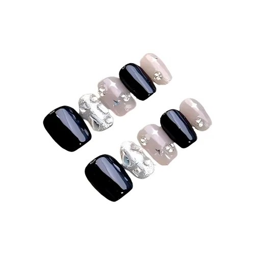 LIANJING [Темная Звезда] Ручная работа Искусственный Ногтик Готический Городской Стиль Chic Черный Красота Наклейка 17 мм Короткий Квадратный