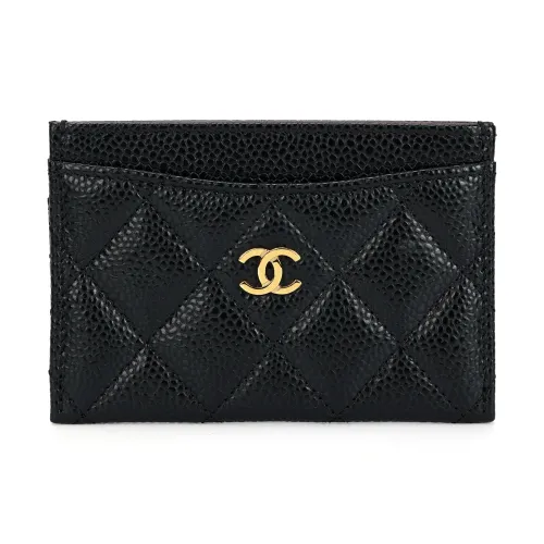 CHANEL Зернистая кожа личи коровья кожа держатель для карт женский черный