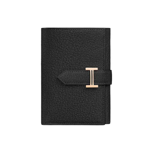 HERMES Bearn Козья кожа Кошелек Женские 89 Черный