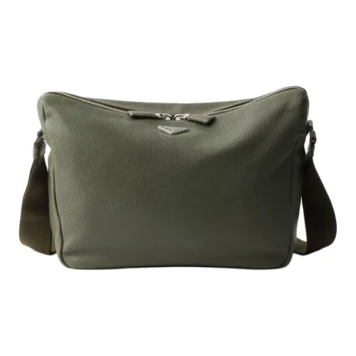PRADA Сумка через плечо из коровьей кожи среднего размера мужская темно-оливково-зеленая