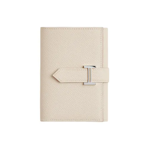 HERMES Bearn Epsom Телячья кожа Кошелек Женские Мел Белый Золотой
