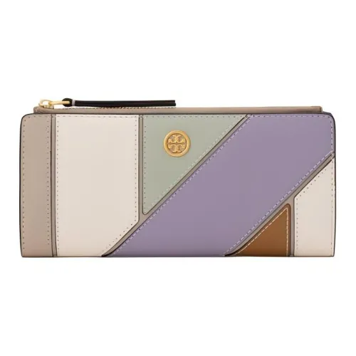 TORY BURCH Robinson Личий Зернистая Кожа Гладкая Лакированная Кожа Держатель для Карт Кошелек Женский Фиолетовый и Многоцветный