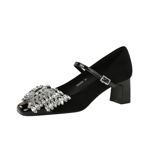 YAFEI XUANYU Грубый каблук Мэри Джейн туфли 5 см женские черные