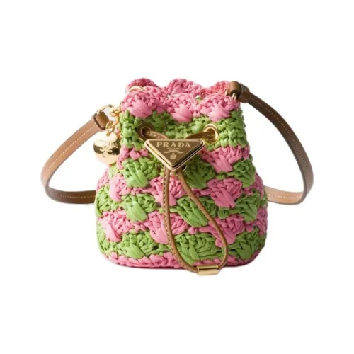 PRADA Стальная Сумка на плечо Мини Женская Лепесток Розовый Газонный Зеленый
