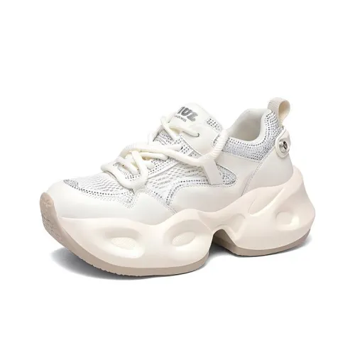 Golden Silk Rabbit Дышащий Легкий Увеличение Высоты Низкий Топ Кроссовки с Толстой Подошвой Женские