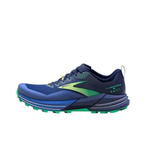 Brooks Cascadia 16 Противоскользящий Устойчивый к истиранию Низкий Топ Повседневные Беговые кроссовки Мужские Синие