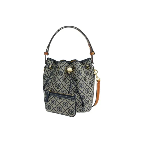 TORY BURCH T Monogram Хлопок Кожа Trim Маленькая Сумка Женская Морской Синий