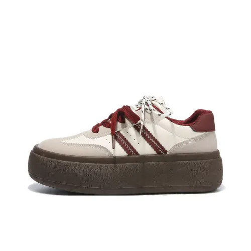 Little Red Man Slip-resistant Abrasion-resistant Low Top Скейтборд Кроссовки Женские Бордовый