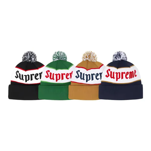 Supreme Акриловые Шапки-бини Унисекс Черный Зеленый Земной Желтый Темно-синий