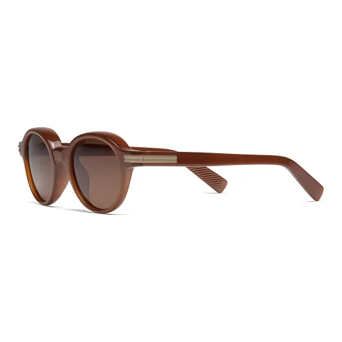 Zegna Ацетат OVAL SUNGLASSES Мужской Умбра