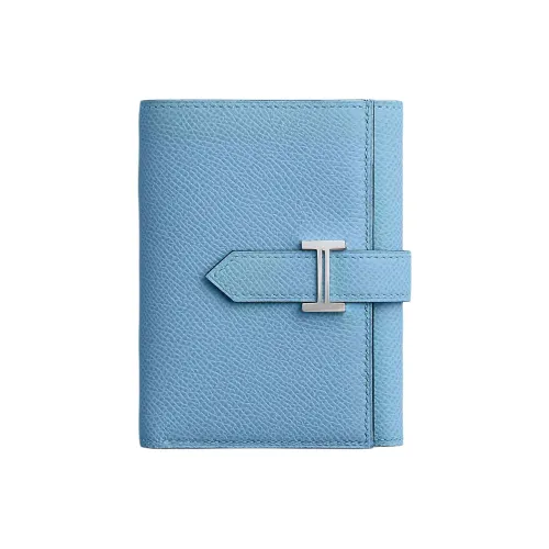 HERMES Bearn Epsom Телячья кожа Кошелек Женские 7N Celeste Небесно-голубой