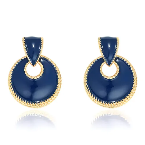 Exhibition Медный Эмаль Цвет Глазурь Серебряная игла Серьги Женские