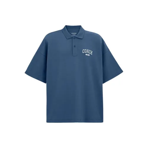 COACH SS24 Поло Мужское Морской Синий