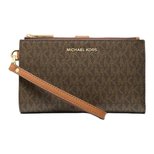 MICHAEL KORS Jet Set Покрытый холст Кошелек Женские Коричневый и Розовый