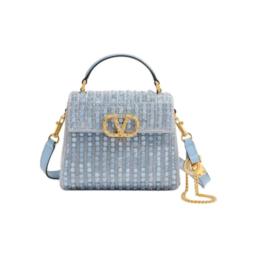 Valentino VSLING Стеклянная Сумка через плечо Сумка Мини Женская Сапфир и Светло-Синий