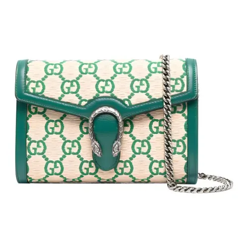 GUCCI Dionysus Сумка через плечо из соломенной ткани женская зеленая