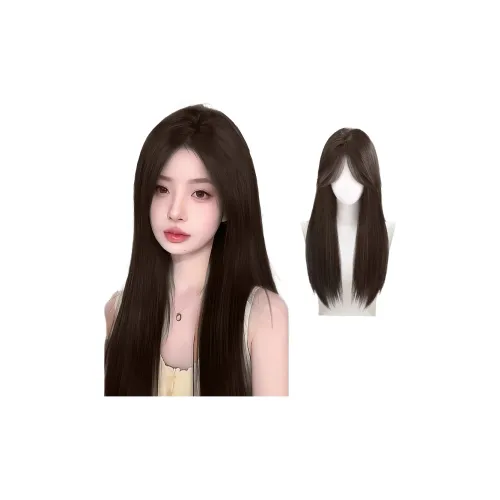 MUYAN Передняя часть Лысина Бесшовный CENTER Часть Черный длинный Прямые волосы Парики