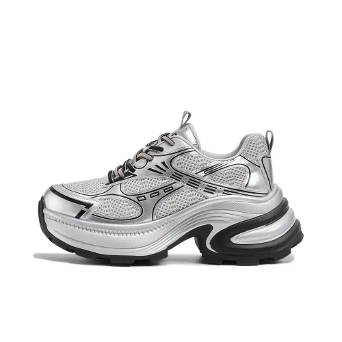 Hotwind Низкий Топ Кроссовки с Толстой Подошвой Женские Silver