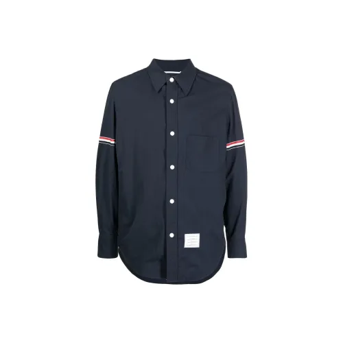 THOM BROWNE Blue Men's Shirts THOM BROWNE Синий Мужские Рубашки