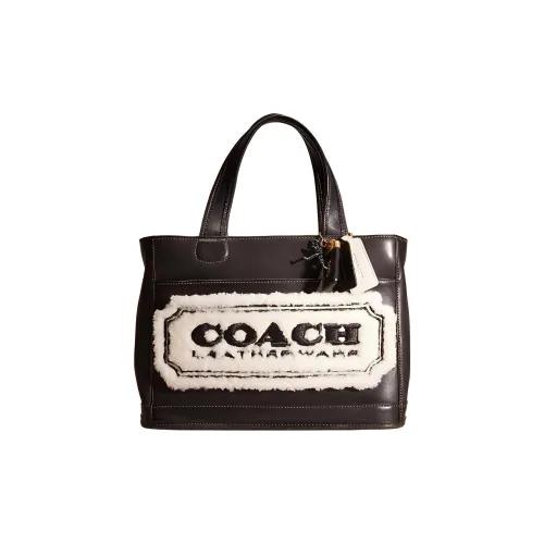 COACH Кожа Доска для ноутбука Сумка через плечо Сумка Большая Женская Черная и Белая