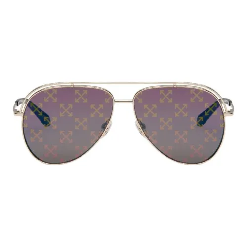 OFF Белый Металл Ацетат Aviator Солнцезащитные очки Мужской Золотой