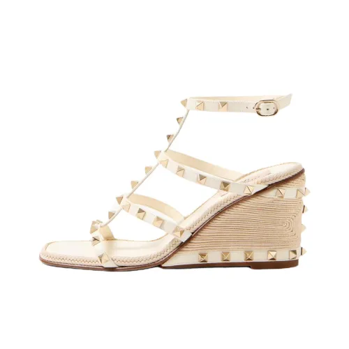 Valentino Rockstud Cornely Римские Сандалии 8 см Женские Слоновая кость