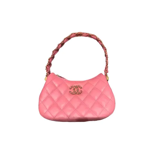 CHANEL Сумка через плечо из коровьей кожи сумка-хобо маленькая сумка розовый коралловый для женщин